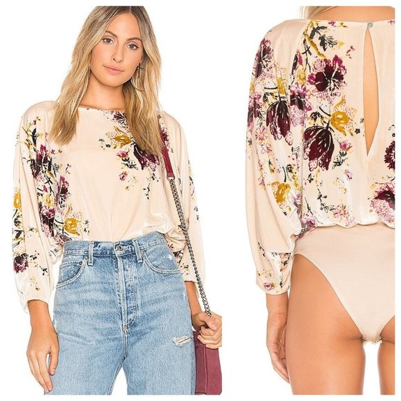 Free People Tops - Free People Babe Slouchy Velvet Bodysuit H10074